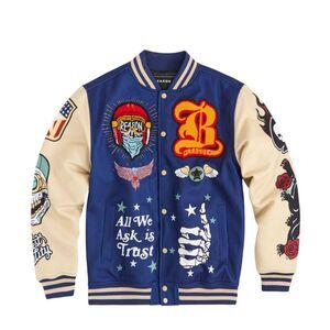 Reason Clothing Varsity Jacket Born Free Mens Navy RER5-001